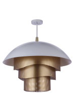 Craftmade P1011MWWMG-LED - 31.25 Dia Sculptural Statement Dome Pendant w/ Perforated Metal Shades in Matte White/Matte Gold