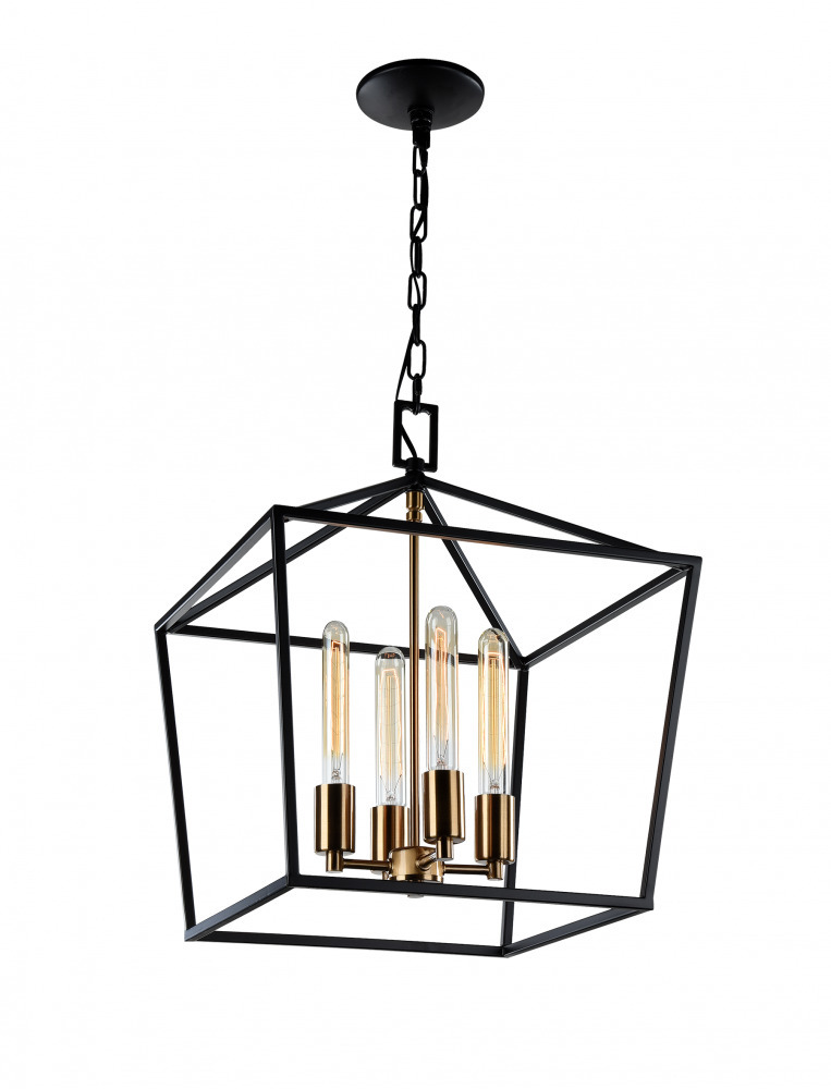 Scatola Rusty Black and Aged Gold Brass Accents Chandelier