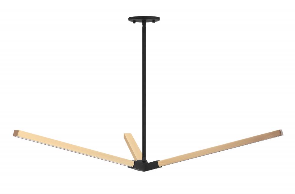 Asterisk Matte Black +Aged Gold Brass Pendant