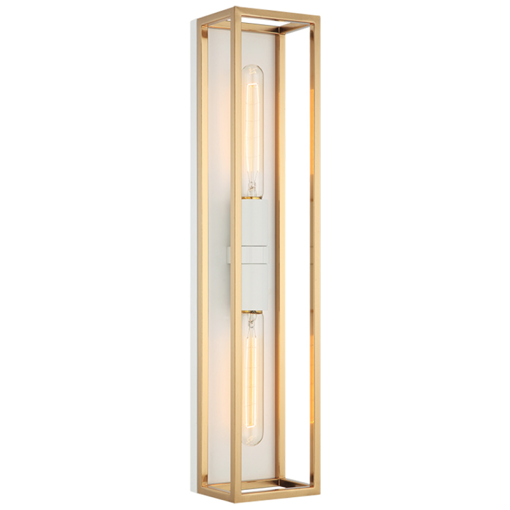 Shadowbox White + Aged Gold Brass Wall Sconce
