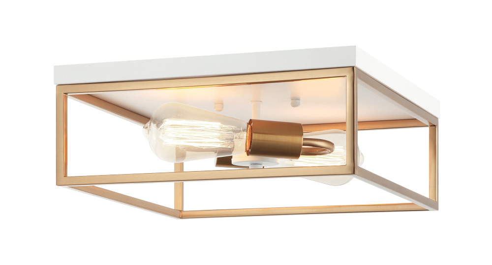 Clarke White + Aged Gold Brass Flush Mounts