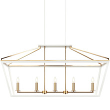 Matteo Lighting C67005WHAG - Mavonshire White + Aged Gold Brass Chandelier