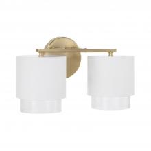 Capital Lighting 153021RE-549 - 2-Light Cylindrical Metal Vanity in Matte White with Matte Brass Interior and Seeded Glass