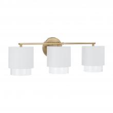 Capital Lighting 153031RE-549 - 3-Light Cylindrical Metal Vanity in Matte White with Matte Brass Interior and Seeded Glass