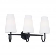 Capital Lighting 155231MB-550 - 3-Light Vanity in Matte Black with Tapered Soft White Glass