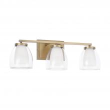 Capital Lighting 155931AD - 3-Light Vanity in Aged Brass with Layered White and Clear Glass