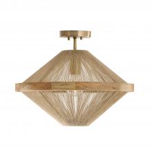 Capital Lighting 252812MA - 1-Light Dual Mount Pendant in Matte Brass with Mango Wood and Handwrapped Natural Jute Rope String