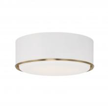 Capital Lighting 254831RE - 3-Light Semi Flush Mount in Matte White with Matte Brass Details and Frosted White Diffuser