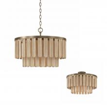 Capital Lighting 255611DR - 1-Light Dual Mount Pendant in Dark Brass with Handcrafted Mango Wood in Nordic Grey Stain