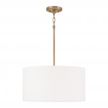 Capital Lighting 314632AD-659 - 3-Light Pendant in Aged Brass with White Fabric Drum Shade and Acrylic Diffuser