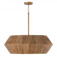 Capital Lighting 351061LW - 6-Light Pendant in Hand-distressed Patinaed Brass and Handcrafted Mango Wood