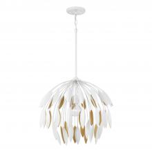 Capital Lighting 351812WE - 1-Light Botanical Pendant in Matte White and Buffed Gold
