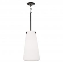 Capital Lighting 355211MB - 1-Light Pendant in Matte Black with Tapered Soft White Glass