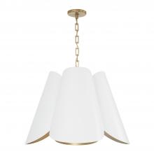 Capital Lighting 355441RE - 4Lt Modern Botanical Pendant in Matte White w/ Painted Matte Brass Interior