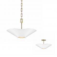 Capital Lighting 355442RE - 4 Lt Modern Botanical Dual Mount Pendant in Matte White w/ Painted Matte Brass Interior