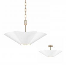 Capital Lighting 355443RE - 4 Lt Modern Botanical Dual Mount Pendant in Matte White w/ Painted Matte Brass Interior