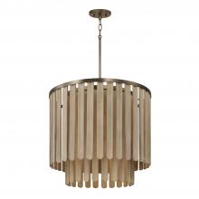 Capital Lighting 355651DR - 5-Light Pendant in Dark Brass with Handcrafted Mango Wood in Nordic Grey Stain