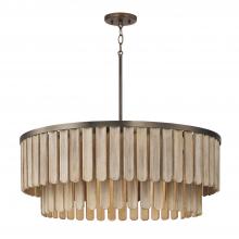 Capital Lighting 355661DR - 6-Light Pendant in Dark Brass with Handcrafted Mango Wood in Nordic Grey Stain