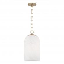 Capital Lighting 355811MA-553 - 1-Light Capsule Pendant in Matte Brass with Faux Alabaster Glass and Alternating Loop Designer Chain