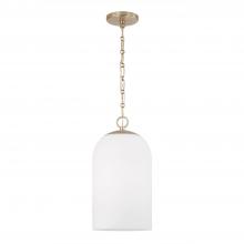 Capital Lighting 355811MA-554 - 1-Light Capsule Pendant in Matte Brass with Soft White Glass and Alternating Loop Designer Chain