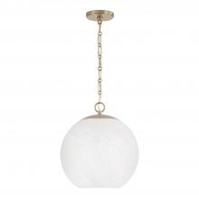 Capital Lighting 355812MA-551 - 1-Light Globe Pendant in Matte Brass with Faux Alabaster Glass and Alternating Loop Designer Chain