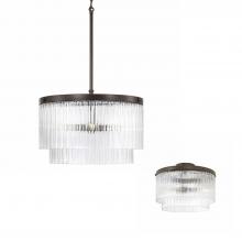 Capital Lighting 356231OR - 3-Light Dual Mount Pendant in Oil Rubbed Bronze with Clear Beveled Fluted Glass