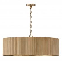 Capital Lighting 450741WS - 4-Light Chandelier in Matte Brass and Handcrafted Mango Wood in White Wash