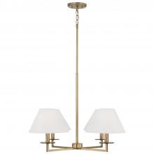 Capital Lighting 452241AD - 4-Light Chandelier in Aged Brass with White Fabric Stay-Straight Shades