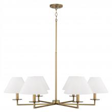 Capital Lighting 452261AD - 6-Light Chandelier in Aged Brass with White Fabric Stay-Straight Shades