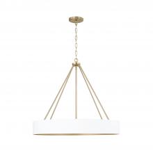 Capital Lighting 453041RE - 4-Light Modern Circular Metal Chandelier in Matte White with Painted Matte Brass Interior