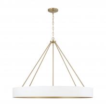 Capital Lighting 453061RE - 6-Light Modern Circular Metal Chandelier in Matte White with Painted Matte Brass Interior