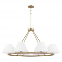 Capital Lighting 453281MA - 8-Light Circular Chandelier in Matte Brass with White Fabric Shades and Glass Diffusers