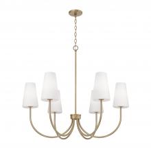 Capital Lighting 455261AD-550 - 6-Light Transitional Chandelier in Aged Brass with Tapered Soft White Glass