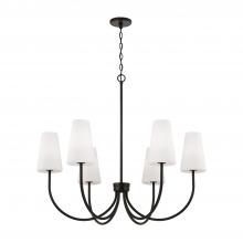 Capital Lighting 455261MB-550 - 6-Light Transitional Chandelier in Matte Black with Tapered Soft White Glass