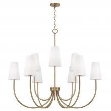 Capital Lighting 455291AD-550 - 9-Light Two-Tier Chandelier in Aged Brass with Tapered Soft White Glass