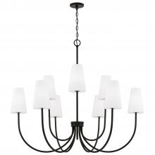 Capital Lighting 455291MB-550 - 9-Light Two-Tier Chandelier in Matte Black with Tapered Soft White Glass