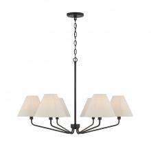 Capital Lighting 456661ES-713 - 6-Light Angular Chandelier in Espresso with Tapered Soft Tan Fabric Shades