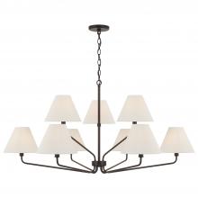 Capital Lighting 456691ES-713 - 9-Light Angular Two-Tier Chandelier in Espresso with Tapered Soft Tan Fabric Shades