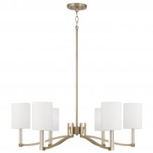 Capital Lighting 457061MA-715 - 6-Light Chandelier in Matte Brass with Clear Acrylic Accents and Cylindrical White Fabric Shades