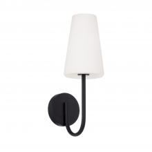 Capital Lighting 655211MB-550 - 1-Light Armed Sconce in Matte Black with Tapered Soft White Glass