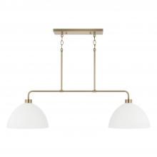 Capital Lighting 852021AW - 2-Light Linear Chandelier in Aged Brass and White