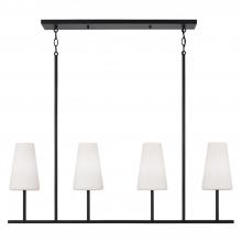 Capital Lighting 855241MB-550 - 4-Light Modern Linear Chandelier in Matte Black with Tapered Soft White Glass