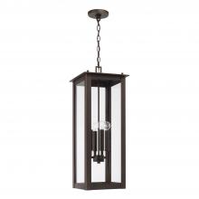 Capital Lighting 934644OZ - 4-Light Outdoor Rectangular Hanging Lantern in Oiled Bronze with Clear Glass
