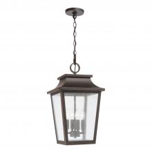 Capital Lighting 953344OZ - 4-Light Outdoor Tapered Hanging Lantern in Oiled Bronze with Ripple Glass