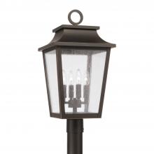 Capital Lighting 953345OZ - 4-Light Outdoor Tapered Post Lantern in Oiled Bronze with Ripple Glass