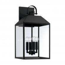 Capital Lighting 953443BK - 4-Light Outdoor Square Rectangle Wall Lantern in Black with Clear Glass