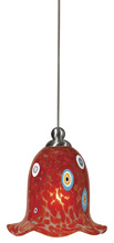 CAL Lighting UP-973/6-BS - 4.7" Tall Glass and Metal Pendant with Brushed Steel Cord