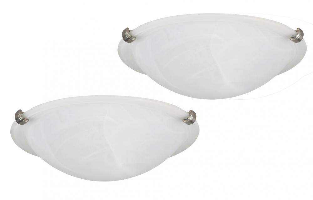 Fmount, Twinpack, 12" 2 Bulb Clip Flushmount, Alabaster Glass, 60W Type A