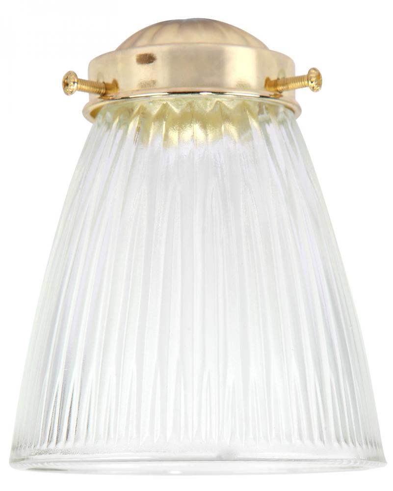 Glass, 225-68 Zephyr Clear Ribbed Glass, Socket Opening Diameter: 2 1/8 IN, 4 1/4 IN W x 5 IN H