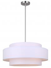 Canarm ICH1148A03BN22 - LANDRA, 3 Lt 22" Wide Rod Chandelier, White Fabric Shade, 60W Type A, 22" W x 18 - 60" H